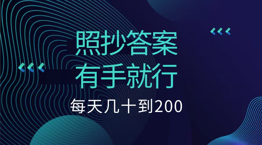 照抄答案，有手就行，每天几十到200低保-副业大全