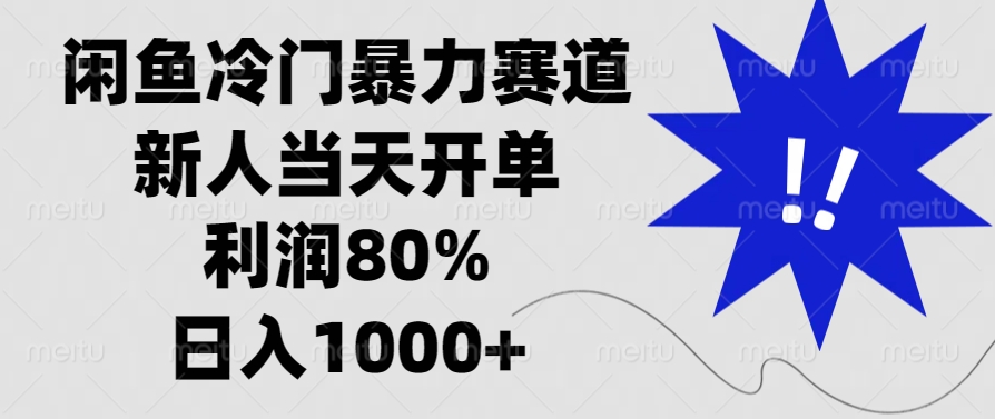 闲鱼冷门暴力赛道，利润80%，日入1000+新人当天开单，-副业大全