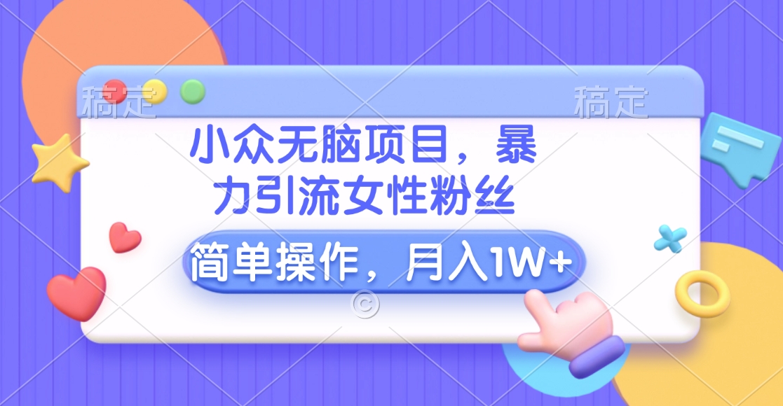 小众无脑项目，暴力引流女性粉丝，简单操作，月入10000+元-副业大全