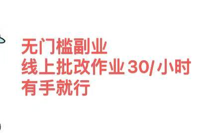 无门槛副业，线上批改作业30/小时  有手就行-副业大全