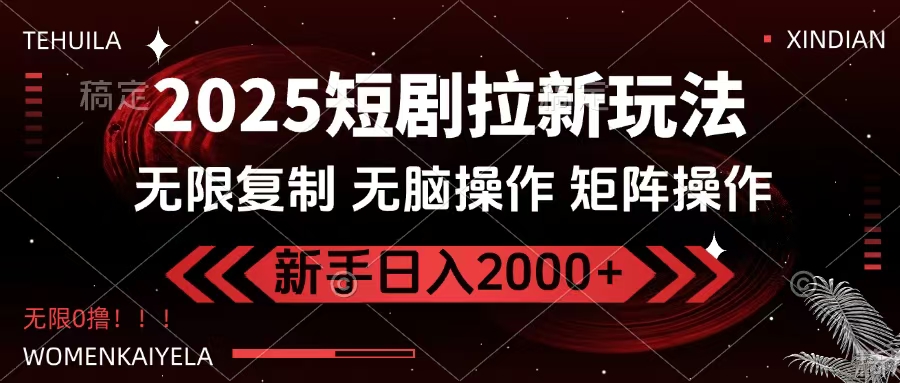 2025短剧拉新玩法，无需注册登录，无限0撸，无脑批量操作日入2000+-副业大全
