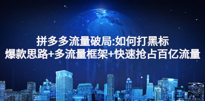 【副业项目3326期】拼多多快速抢占百亿流量的爆款思路（拼多多如何打黑标）-副业大全