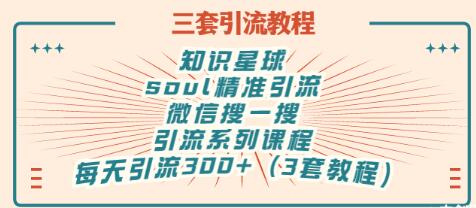 【副业项目3419期】知识星球引流+soul引流+微信搜一搜引流，引流系列课程，每天300+精准粉（3套教程)-副业大全