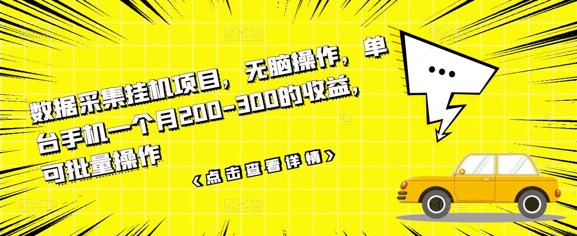 【副业项目3611期】数据采集挂机项目（手机上挣钱的副业）-副业大全