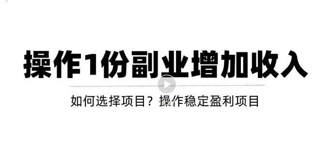 【副业项目3695期】新手如何通过操作副业增加收入，从项目选择到玩法分享！【视频教程】-副业大全