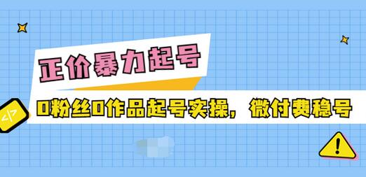 【副业项目3828期】抖音暴力起号实操课：抖音0粉丝0作品起号实操，0粉丝0作品直播-副业大全