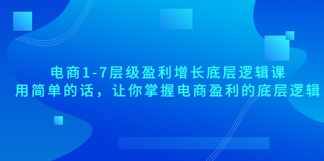 【副业项目3849期】电商1-7层级盈利增长底层逻辑课：用简单的话，让你掌握电商盈利的底层逻辑-副业大全