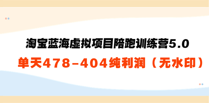 【副业项目3958期】黄岛主：淘宝蓝海虚拟项目陪跑训练营5.0：单天478纯利润（无水印）-副业大全