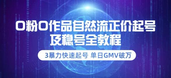 【副业项目3998期】0粉0作品自然流正价起号及稳号全教程：3暴力快速起号单日GMV破万-价值2980-副业大全