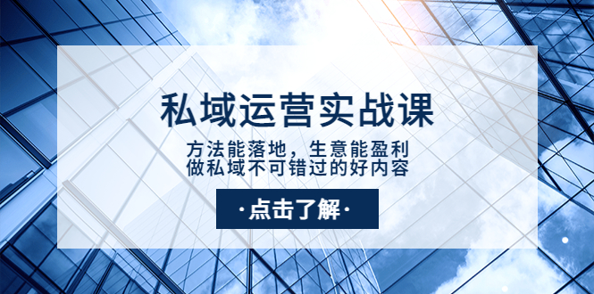 【副业项目4091期】私域运营实战课：方法能落地，生意能盈利，做私域不可错过的好内容-副业大全