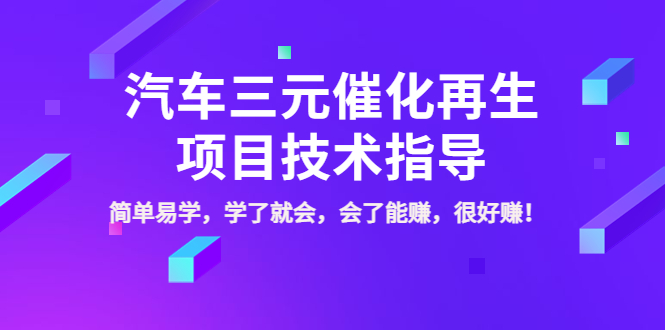 【副业项目4117期】汽车三元催化再生项目技术指导，简单易学，学了就会，会了能赚，很好赚-副业大全