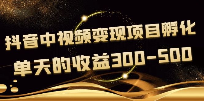 【副业项目4157期】黄岛主《抖音中视频变现项目孵化》单天的收益300-500 操作简单粗暴-副业大全