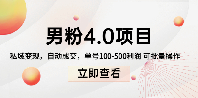 【副业项目4436期】道哥说创业男粉1+2+3+4.0项目：私域变现 自动成交 单号100-500利润 可批量-副业大全