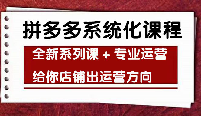 【副业项目4542期】车神陪跑，拼多多系统化课程，全新系列课+专业运营给你店铺出运营方向-副业大全