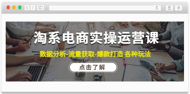 【副业项目4719期】淘系电商实操运营课：数据分析-流量获取-爆款打造 各种玩法（63节）-副业大全