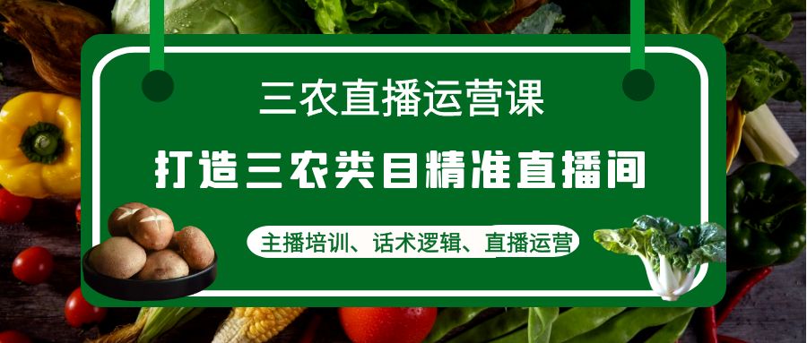 【副业项目4824期】三农直播运营课：打造三农类目精准直播间，主播培训、话术逻辑、直播运营-副业大全