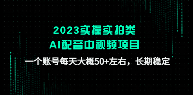 【副业项目4910期】2023实操实拍类AI配音中视频项目，一个账号每天大概50+左右，长期稳定-副业大全
