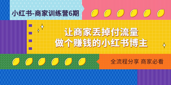 【副业项目5003期】小红书-商家训练营12期：让商家丢掉付流量，做个赚钱的小红书博主-副业大全