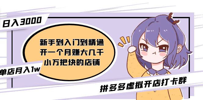 【副业项目5173期】拼多多虚拟开店打卡群：新手到入门到精通（昨日群里有小伙伴日入3000+）-副业大全