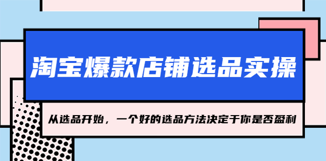 【副业项目5373期】淘宝爆款店铺选品实操，2023从选品开始，一个好的选品方法决定于你是否盈利-副业大全