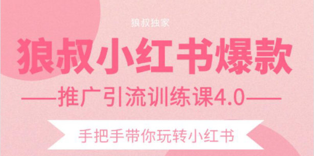 【副业项目2332期】狼叔小红书爆款推广引流训练课4.0，手把手带你玩转小红书-副业大全
