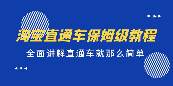 【副业项目5451期】淘宝直通车保姆级教程，全面讲解直通车就那么简单！-副业大全