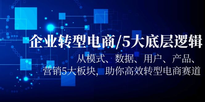 【副业项目5960期】企业转型电商/5大底层逻辑，从模式 数据 用户 产品 营销5大板块，高效转型-副业大全