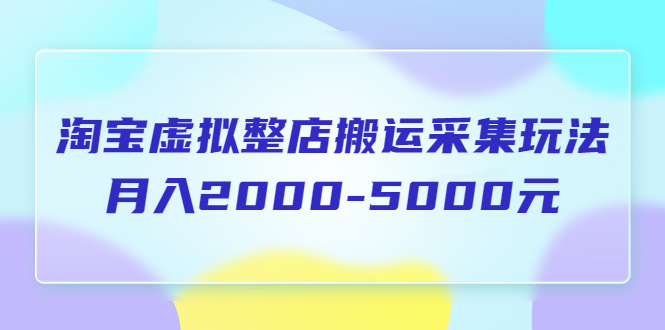 【副业项目5953期】淘宝虚拟整店搬运采集玩法分享课：月入2000-5000元（5节课）-副业大全