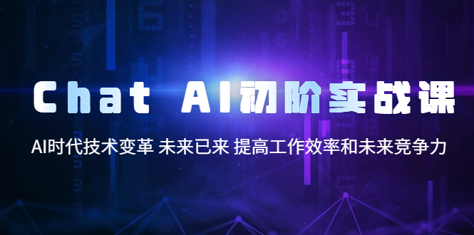 【副业项目5685期】Chat AI初阶实战课，AI时代技术变革 未来已来 提高工作效率和未来竞争力-副业大全