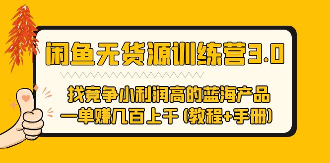 【副业项目5755期】闲鱼无货源训练营3.0 找竞争小利润高的蓝海产品 一单赚几百上千(教程+手册)-副业大全