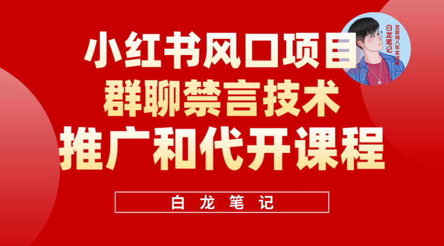 【副业项目5991期】小红书风口项目日入300+，小红书群聊禁言技术代开项目，适合新手操作-副业大全