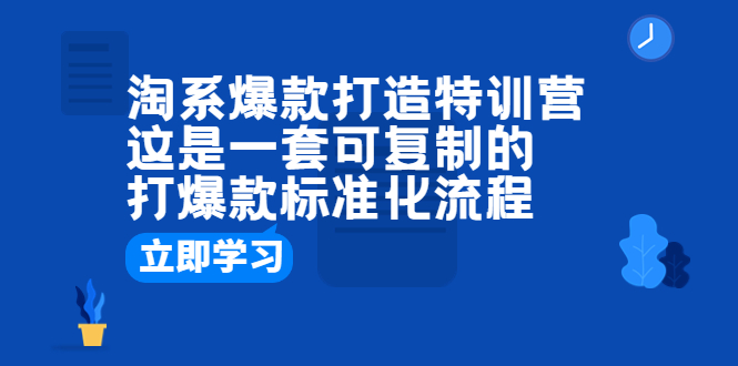 【副业项目6602期】淘系爆款打造特训营：这是一套可复制的打爆款标准化流程-副业大全