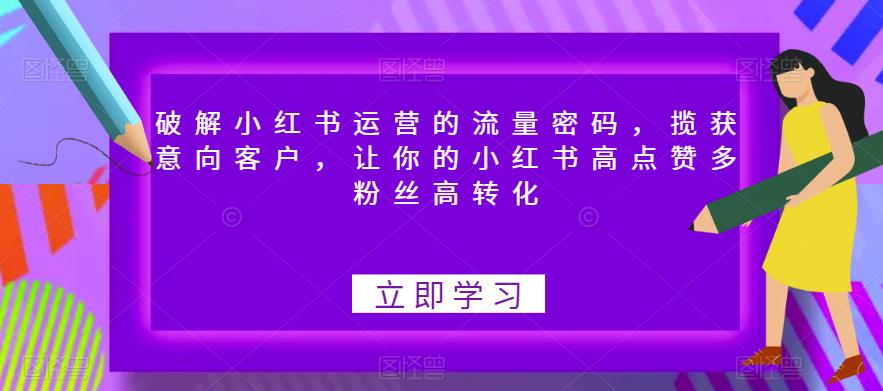 【副业项目6608期】破解小红书运营的流量密码，揽获意向客户，让你的小红书高点赞多粉丝高转化-副业大全