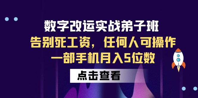 【副业项目6430期】数字 改运实战弟子班：告别死工资，任何人可操作，一部手机月入5位数-副业大全