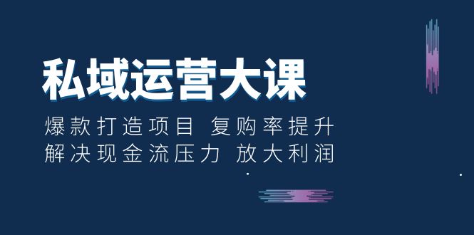 【副业项目6574期】私域运营大课：爆款打造项目 复购率提升 解决现金流压力 放大利润-副业大全
