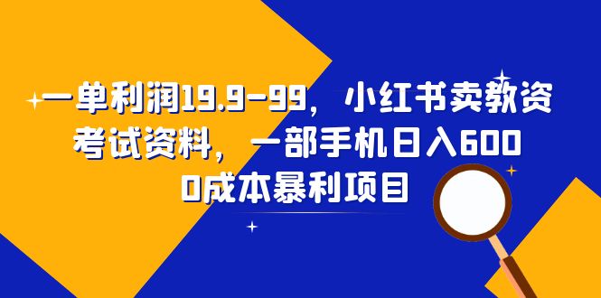 【副业项目6625期】一单利润19.9-99，小红书卖教资考试资料，一部手机日入600（教程+资料）-副业大全