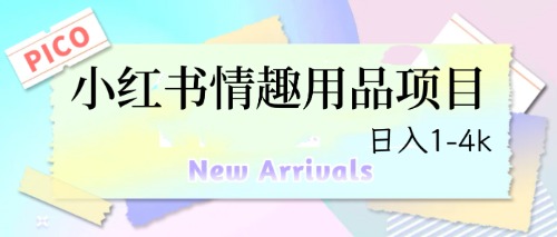 【副业项目6712期】最新小红书情趣用品项目，日入1-4k-副业大全