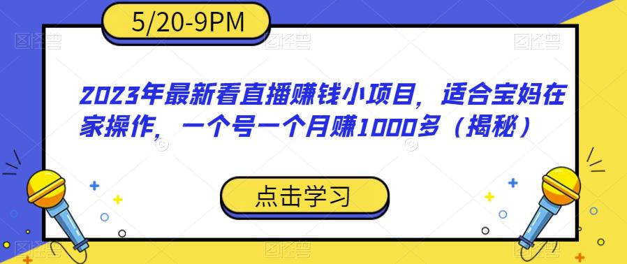 【副业项目6698期】2023年最新看直播赚钱小项目，适合宝妈在家操作，一个号一个月赚1000多（揭秘）-副业大全