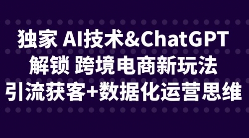 【副业项目6780期】独家 AI技术&ChatGPT解锁 跨境电商新玩法，引流获客+数据化运营思维-副业大全