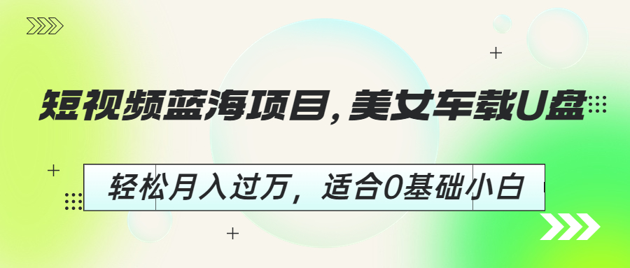 【副业项目6860期】短视频蓝海项目，美女车载U盘，轻松月入过万，适合0基础小白-副业大全