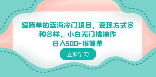 【副业项目6524期】超简单的蓝海冷门项目，变现方式多种多样，小白无门槛操作日入500+很简单-副业大全