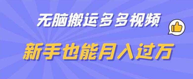 【副业项目6853期】无脑搬运多多视频，新手也能月入过万【揭秘】-副业大全
