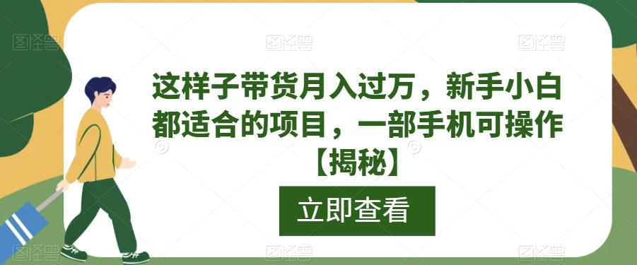 【副业项目6858期】这样子带货月入过万，新手小白都适合的项目，一部手机可操作【揭秘】-副业大全