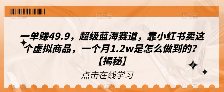 【副业项目6899期】一单赚49.9，超级蓝海赛道，靠小红书卖这个虚拟商品，一个月1.2w是怎么做到的？【揭秘】-副业大全