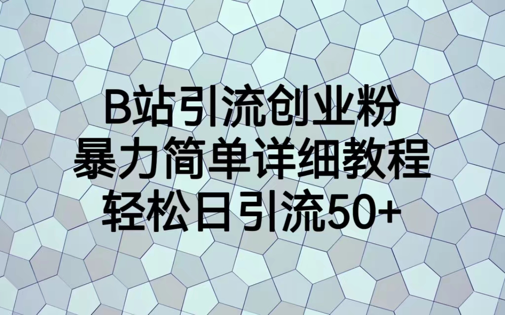 【副业项目6915期】B站引流创业粉，暴力简单详细教程，轻松日引流50+-副业大全