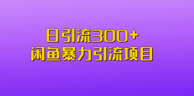 【副业项目6983期】日引流300+闲鱼暴力引流项目-副业大全