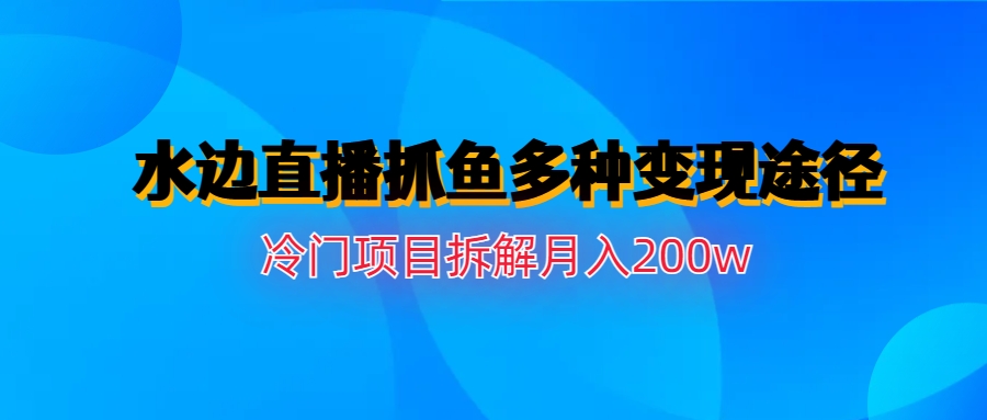 【副业项目6950期】水边直播抓鱼多种变现途径冷门项目月入200w拆解-副业大全