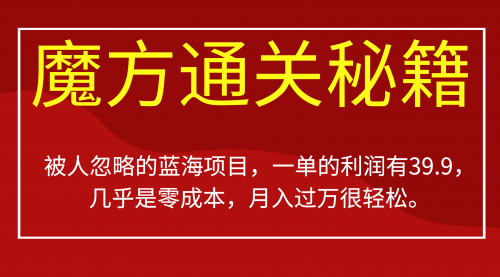 【副业项目7126期】被人忽略的蓝海项目，魔方通关秘籍一单利润有39.9-副业大全