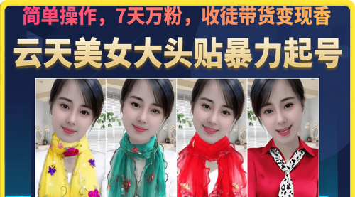 【副业项目7149期】美女大头贴暴力起号教学，简单操作，7天万粉-副业大全