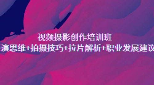 【副业项目7172期】视频摄影创作培训班，导演思维+拍摄技巧+拉片解析+职业发展建议-副业大全